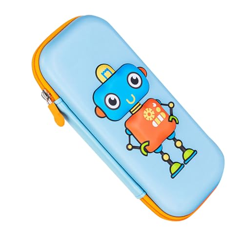 PUNELE 3D Roboter Bleistift Hülle Roboter Bleistiftbox Eva Große Kapazitätsschweiß für Jungen Mädchen mit Modisch Süßem Design (Hellblau) von PUNELE