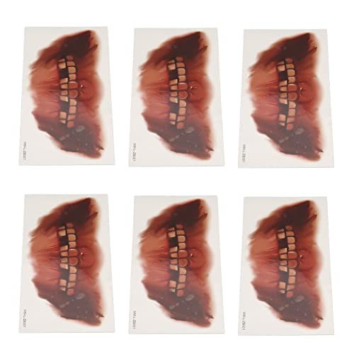 PUNELE 6 Blätter Halloween Face Tattoo Sticker Narben Blutige Vorübergehende Mund -Make -up -Tattoos (WM-L-ZB001) von PUNELE