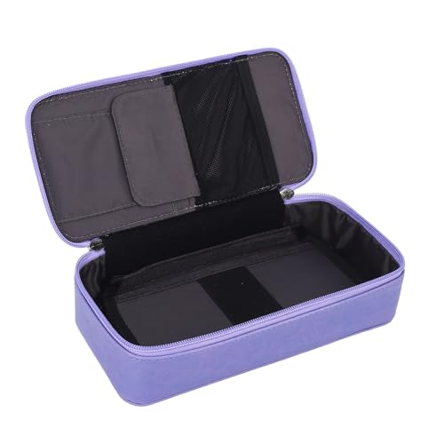 PUNELE Bleistiftkoffer mit Großer Kapazität PU Reißverschlüsse Staplerner Stiftbeutel mit Doppelten Schichten und Hakenschleife für Schulbüro Reisekunstartikel (Lila) von PUNELE