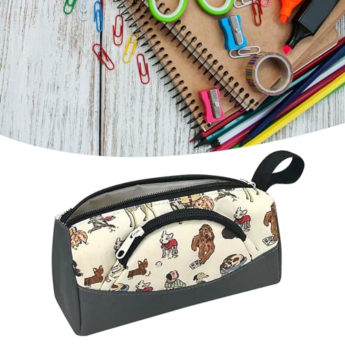 PUNELE Canvas Pencil Case Stationery Organizer Stiftbeutel Schreibwerkzeuge Inhaber Kompakte Design Große Kapazitäten mit Reißverschluss für Studenten Fachkräfte (Schwarz) von PUNELE