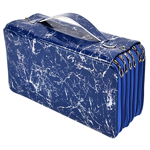 PUNELE Großer Stifthalter Pocket Pencil Hülle 360 Loch Oxford Stoff Zipper Briefpapierbox mit Tragbarem Griff für Stifte Stifte Marker (Blau) von PUNELE