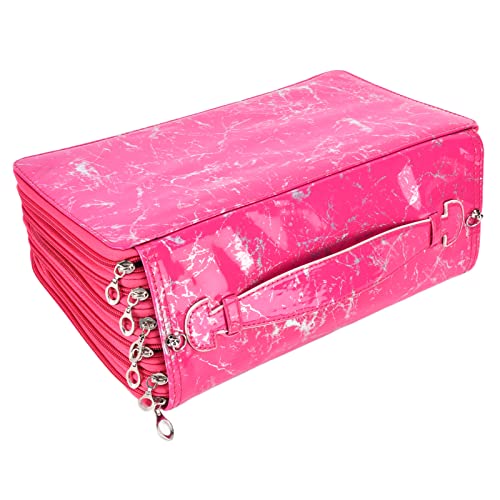 PUNELE Großer Stifthalter Pocket Pencil Hülle 360 Loch Oxford Stoff Zipper Briefpapierbox mit Tragbarem Griff für Stifte Stifte Marker (Rosenrot) von PUNELE