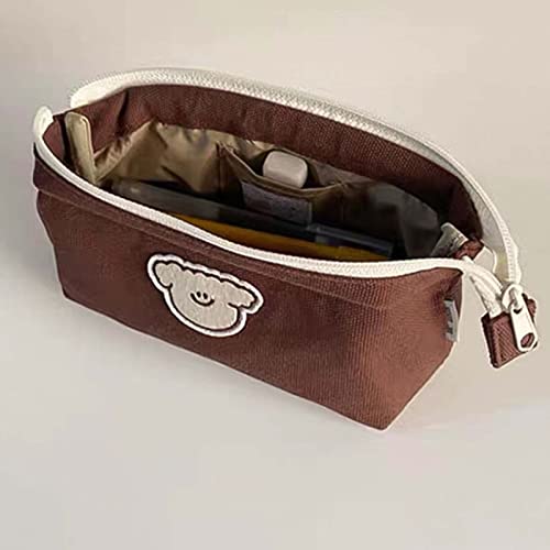 PUNELE Niedliche Cartoon Animal Bleistift Bag Student Beutel Große Kapazität Leinwand mit Glattem Reißverschluss für Kinderschule Büro (Welpe) von PUNELE