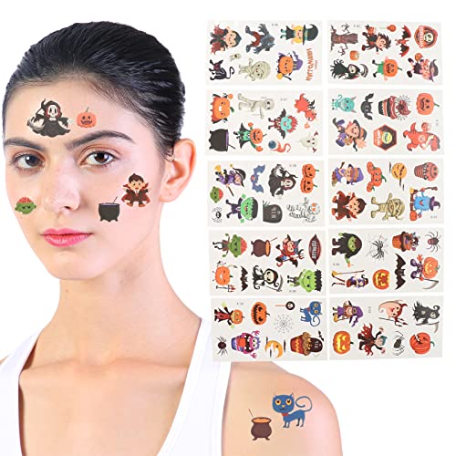 PUNELE Niedliche Halloween Gesichts up Aufkleber, Geister Cartoon Tattoo für Kinder, Gesichtsaufkleber-Aufkleber-Erwachsener, mit Niedlichem Exquisitem Design, Geeignet für (x Set Mahlzeit) von PUNELE