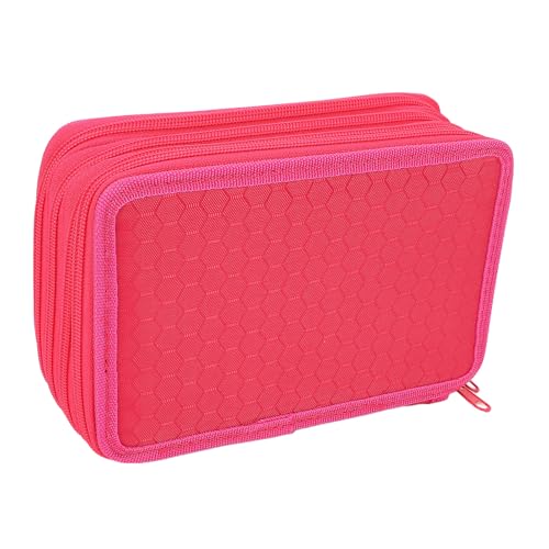 PUNELE Tragbare Oxford Bleistiftbeutel Tuchbeutel 72 Slots Organizer 4 Fächer Tragbarer Bürstenwrap mit Griff für Bleistifte Pinsel Make -up -Kunstzubehör (Rosenrot) von PUNELE