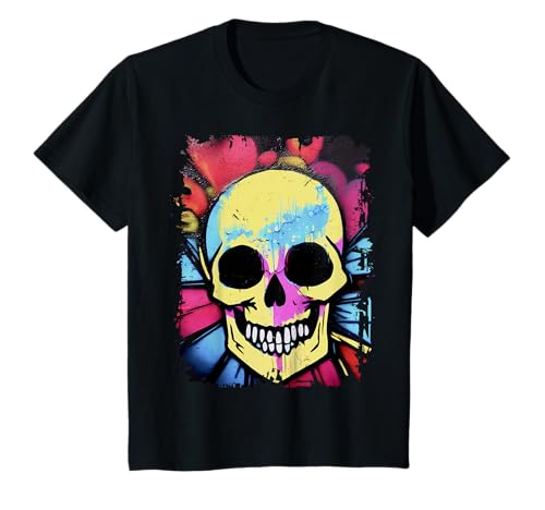 Grafitti Skull. Vintage Punk Rock Biker, Kids Fun Horror Art T-Shirt Grafitti Skull. Vintage Punk Rock Biker, Kids Fun Horror Art T-Shirt von PUNK POP SKULL