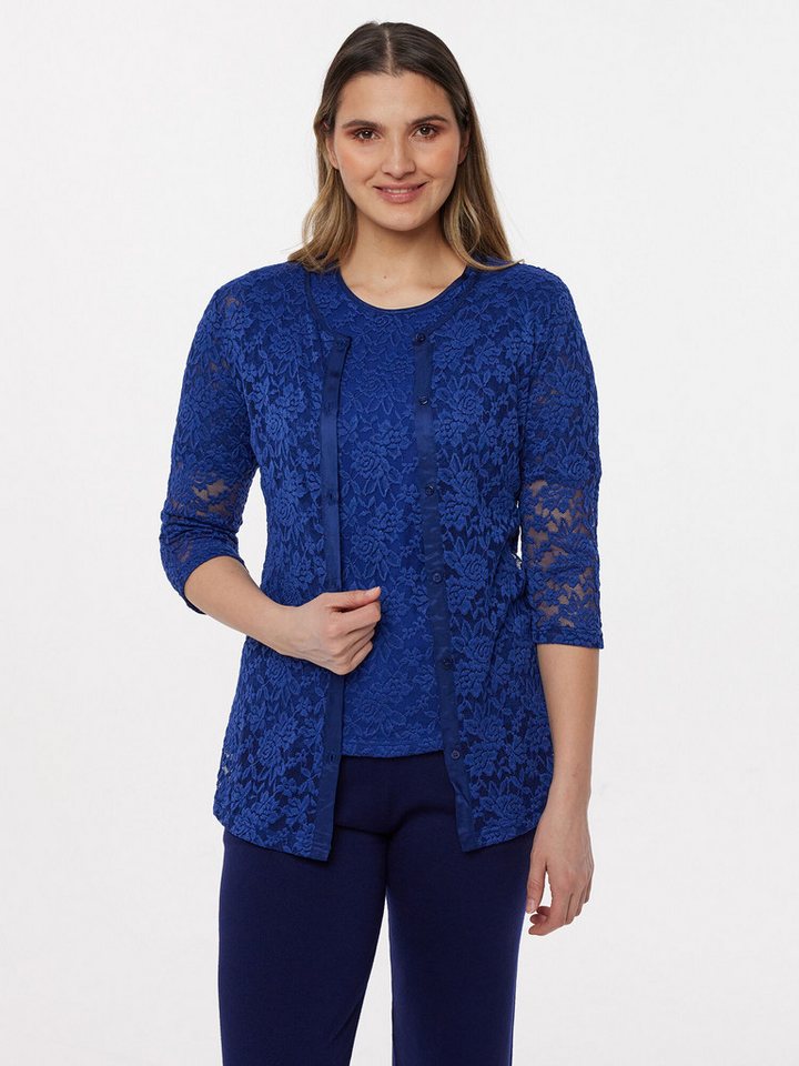 PUNTO & FILO 2-in-1-Strickjacke Cardigan & Shirt koerpernah (2-tlg., 2er Pack) mit Twinset-Spitze von PUNTO & FILO