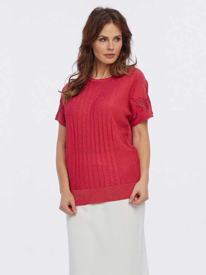PUNTO & FILO Kurzarmpullover Blusenshirt Figurumspielend in eleganter Plisseeoptik von PUNTO & FILO