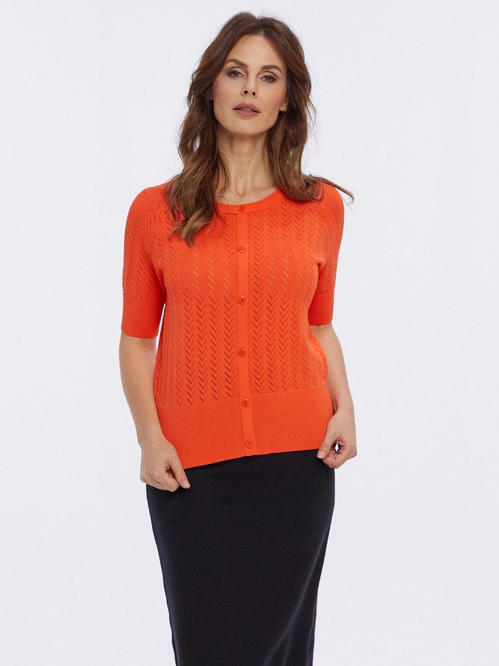 PUNTO & FILO Kurzarmpullover Strickshirt Figurumspielend mit Knopfleiste von PUNTO & FILO