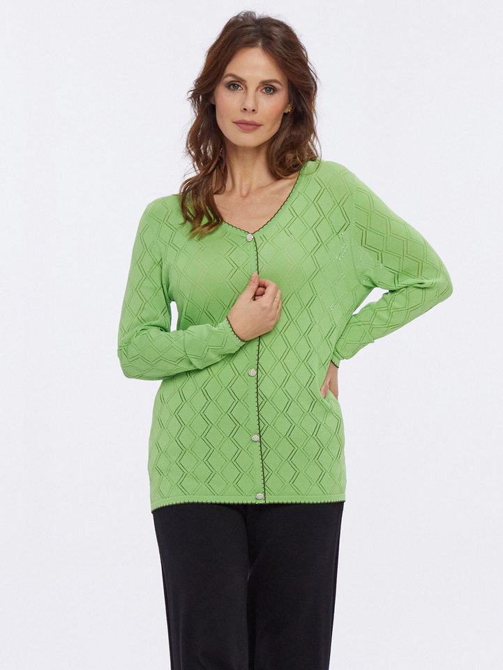 PUNTO & FILO V-Ausschnitt-Pullover Strickpullover Figurumspielend im Rautenmotiv von PUNTO & FILO