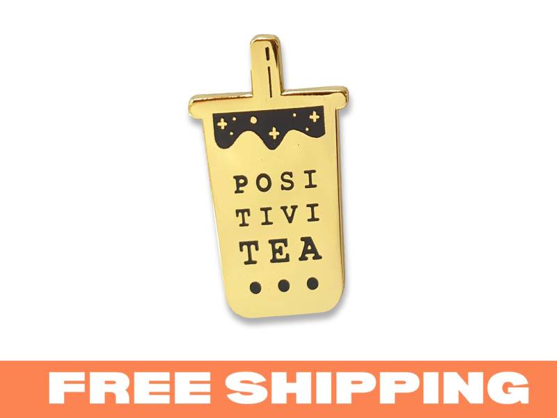 Positivitea Pin - Positive Good Vibes Bubble Tea Gold Emaille Lapel Boba Is Life Vorbestellung Positivitea Pin - Positive Good Vibes Bubble Tea Gold Emaille Lapel Boba Is Life Vorbestellung von PUNimpressed