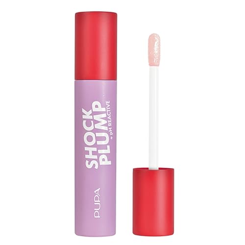 Pupa Lip Gloss Shock Plump Instant Volumising - Fleshier Lips, länger abnehmbar, Thermo-Crio-Aktivstoffe (Chili und Menthol) Super Glossy Texture - (Farbe 001 Pure Kiss pH Reactive) von Pupa