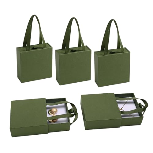 40 Stück Papierboxen, 9 x 9 x 3,5 cm, Grün, Luxus-Geschenkaufbewahrung, Schmuck-Geschenk-Aufbewahrungsbox für Ohrringe, Halsketten, Armbänder, Ringe von PUPPYSEW