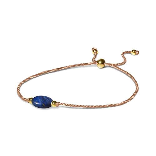 PURAJA Edelstein Armband Damen | Lapislazuli | Mit 18k echt vergoldeten Edelstahl Perlen | Handgemacht | Glücksarmband Damen | Mutmacher von PURAJA