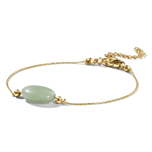 PURAJA Edelstein Armband Damen | Aventurin Armband | 18k echt vergoldet | Handgefertigt | Glücksarmband Damen | Mutmacher von PURAJA