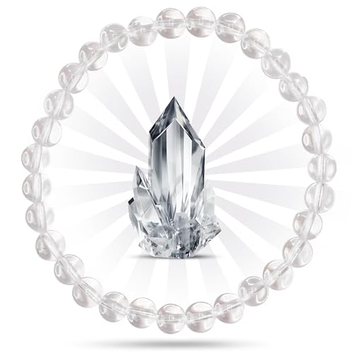 PURAJA Edelstein Armband aus echtem Naturstein: Bergkristall | 6mm Kugelarmband aus hochwertigen Mineralien von PURAJA