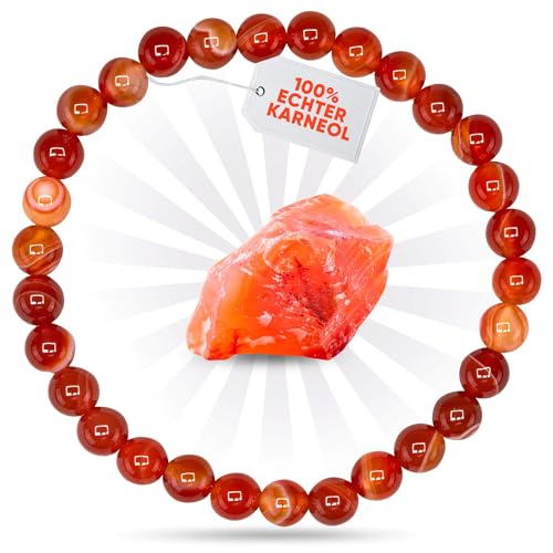 PURAJA Edelstein Armband aus echtem Naturstein: Karneol | 6mm Kugelarmband aus hochwertigen Mineralien von PURAJA