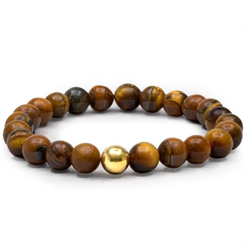 PURAJA Premium Perlenarmband für Herren | Handgemachtes Kugelarmband für Herren | Echtes Edelstein Armband für Männer | Tolles Geschenk in hochwertiger Schmuckschachtel von PURAJA