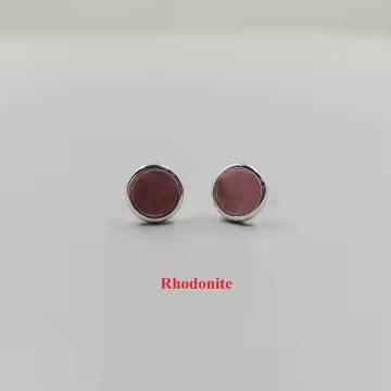 PURAJA Edelstein Ohrstecker aus 925 Sterling Silber: Rhodonit | Damen Edelstein Ohrringe mit Stecker | Für Allergiker geeignet PURAJA Edelstein Ohrstecker aus 925 Sterling Silber: Rhodonit | Damen Edelstein Ohrringe mit Stecker | Für Allergiker geeignet von PURAJA