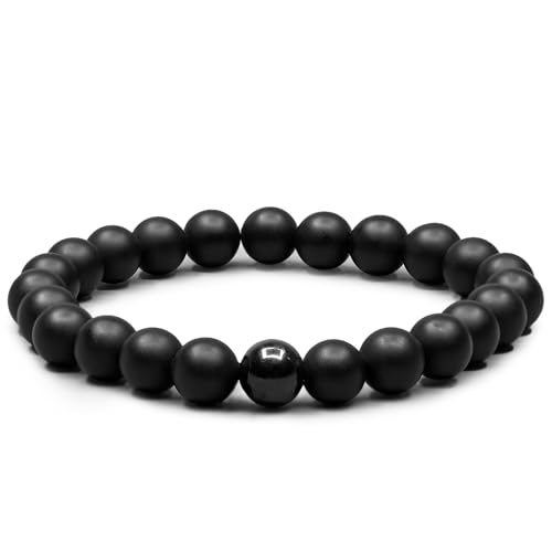 PURAJA Premium Perlenarmband für Herren | Handgemachtes Kugelarmband für Herren | Echtes Edelstein Armband für Männer | Tolles Geschenk in hochwertiger Schmuckschachtel von PURAJA