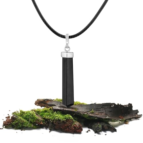 PURAJA Anhänger aus natürlichem Edelstein | Heilstein Kette mit Turmalin Spitze | Schwarzer Turmalin Inkl. hochwertigem Kordband PURAJA Anhänger aus natürlichem Edelstein | Heilstein Kette mit Turmalin Spitze | Schwarzer Turmalin Inkl. hochwertigem Kordband von PURAJA