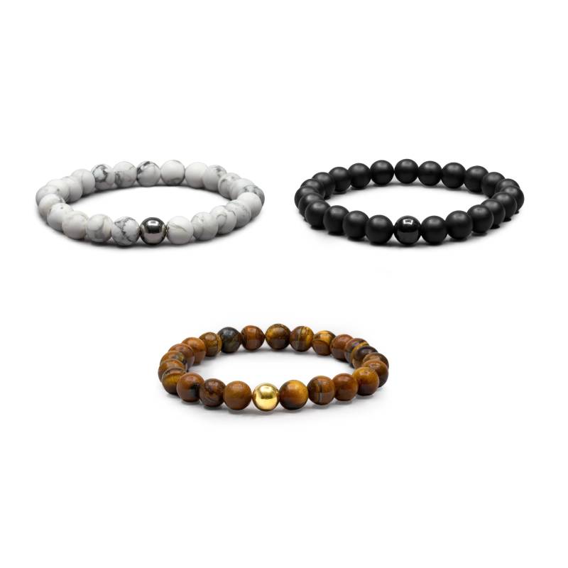 Puraja Premium Armband Für Herren | Echter Edelstein Onyx, Howlith, Tigerauge Geschenkidee Hochwertige Schmuckschachtel Puraja Premium Armband Für Herren | Echter Edelstein Onyx, Howlith, Tigerauge Geschenkidee Hochwertige Schmuckschachtel von PURAJA