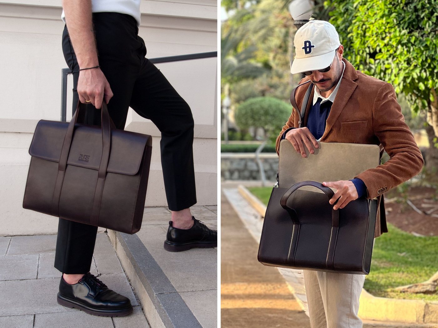 PURE Studios Aktentasche Aktentasche LESATH, Echtleder Laptoptasche bis 15,6 Zoll Businesstasche Umhängetasche von PURE Studios