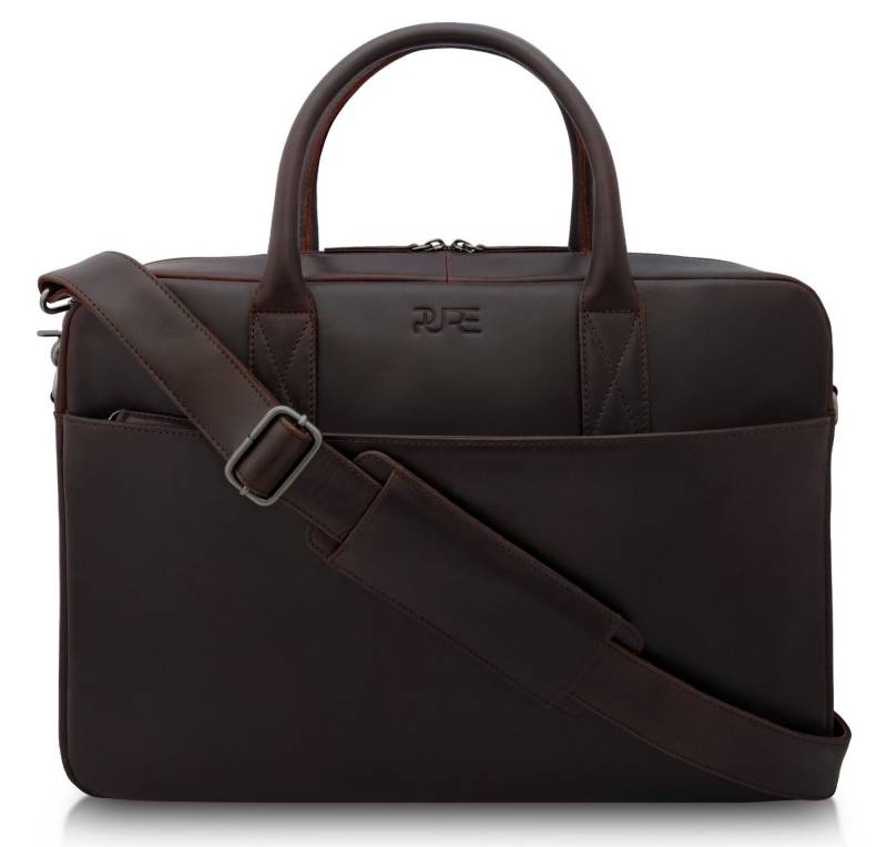PURE Studios Aktentasche Laptoptasche NAOS Cognac, Echtleder Businesstasche bis 15,6 Zoll Umhängetasche Herren von PURE Studios
