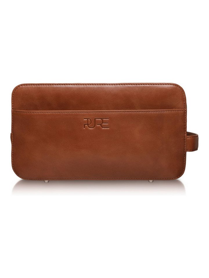 PURE Studios Kulturbeutel ATLAS, vegetabil gegerbtes Leder, wasserabweisend, Metallfüße, handgefertigt von PURE Studios