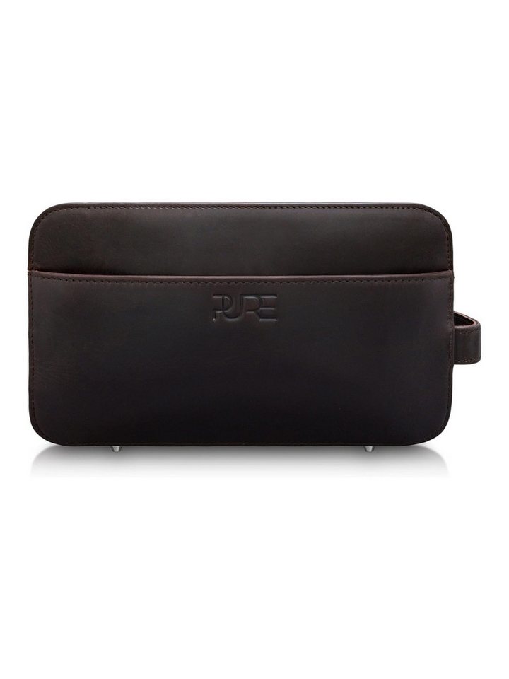 PURE Studios Kulturbeutel ATLAS, vegetabil gegerbtes Leder, wasserabweisend, Metallfüße, handgefertigt von PURE Studios