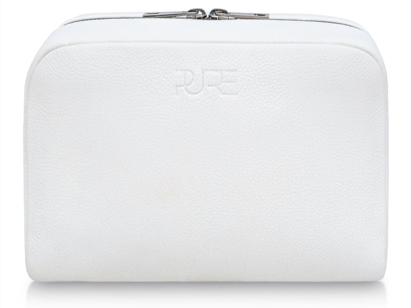 PURE Studios Kulturbeutel Kosmetiktasche MIRA Ivory White, Kulturtasche aus Echtleder Make-up Schminktasche mit XL Fach von PURE Studios