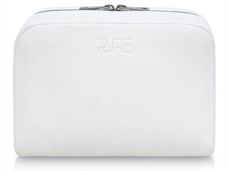 PURE Studios Kulturbeutel Kosmetiktasche MIRA Ivory White, Kulturtasche aus Echtleder Make-up Schminktasche mit XL Fach von PURE Studios