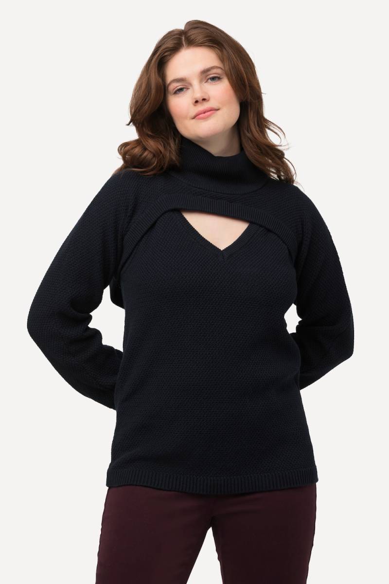 Große Größen 2-in-1-Pullover, Damen, blau, Größe: 50/52, Baumwolle, Ulla Popken von PURE