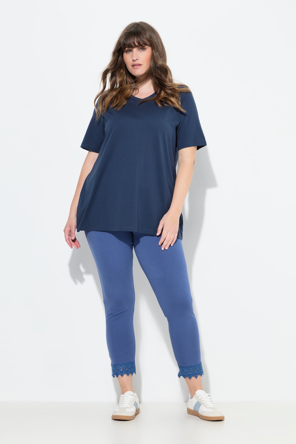 Große Größen 7/8-Leggings, Damen, blau, Größe: 42/44, Baumwolle, Ulla Popken von PURE