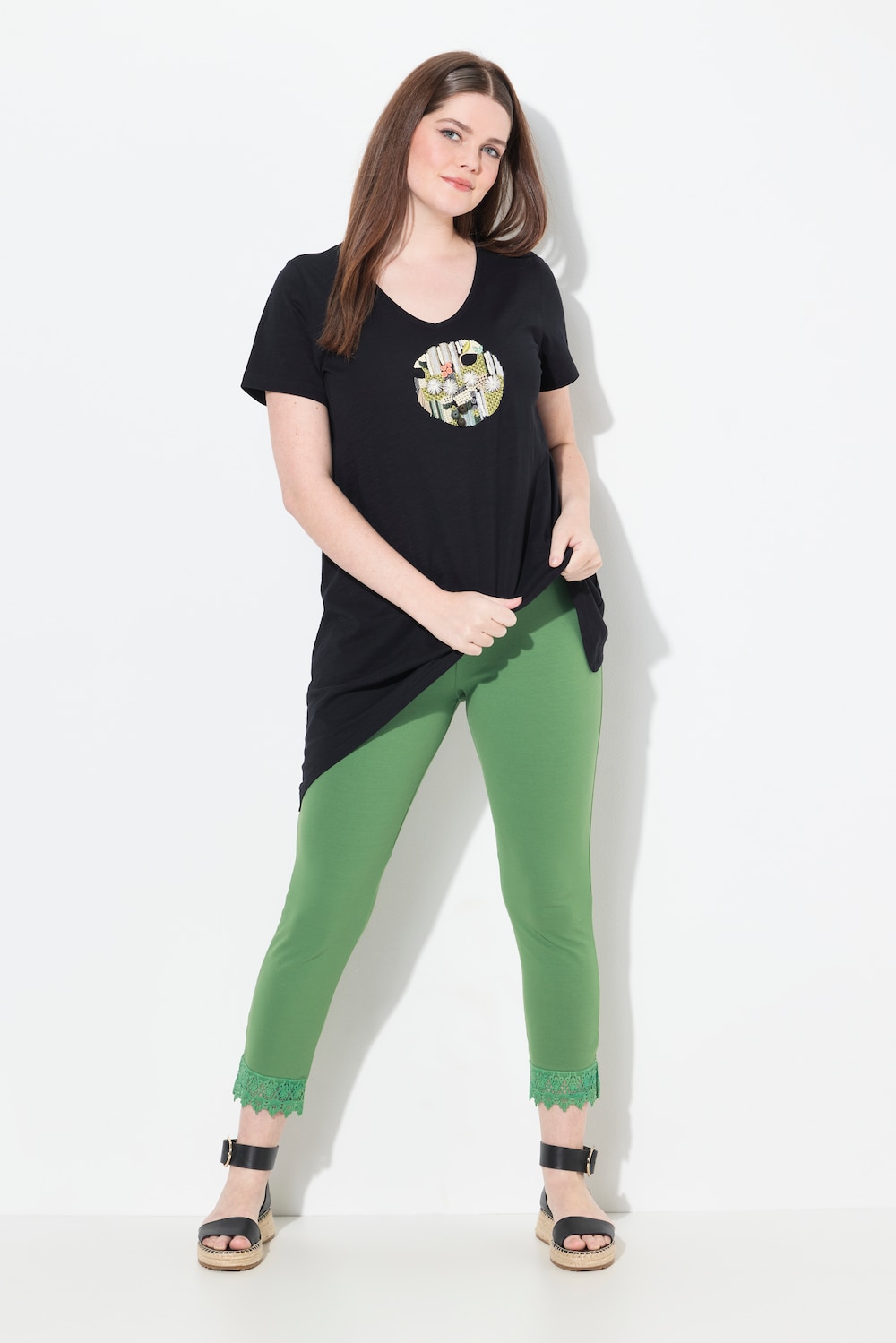 Große Größen 7/8-Leggings, Damen, grün, Größe: 58/60, Baumwolle, Ulla Popken von PURE