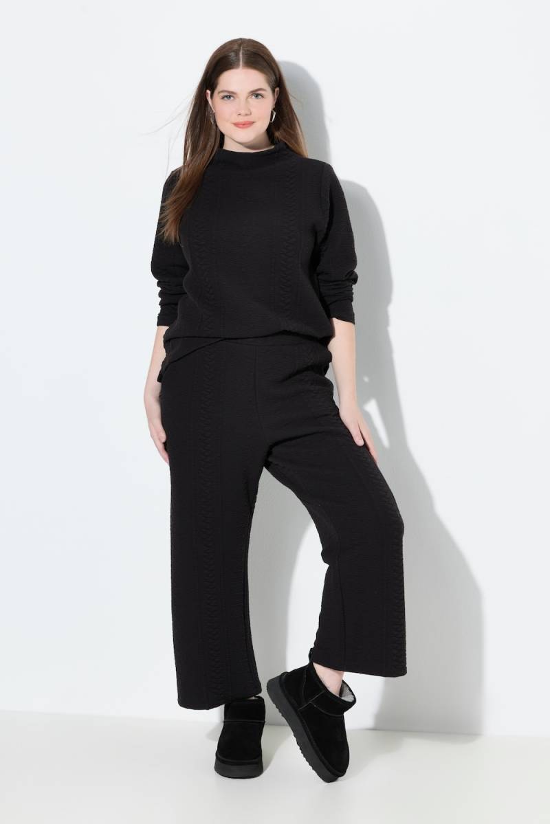 Große Größen Jacquard-Sweatculotte, Damen, schwarz, Größe: 54/56, Baumwolle, Ulla Popken von PURE
