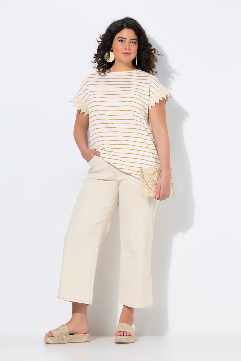 Große Größen Jeans-Culotte, Damen, gelb, Größe: 58, Baumwolle, Ulla Popken von PURE