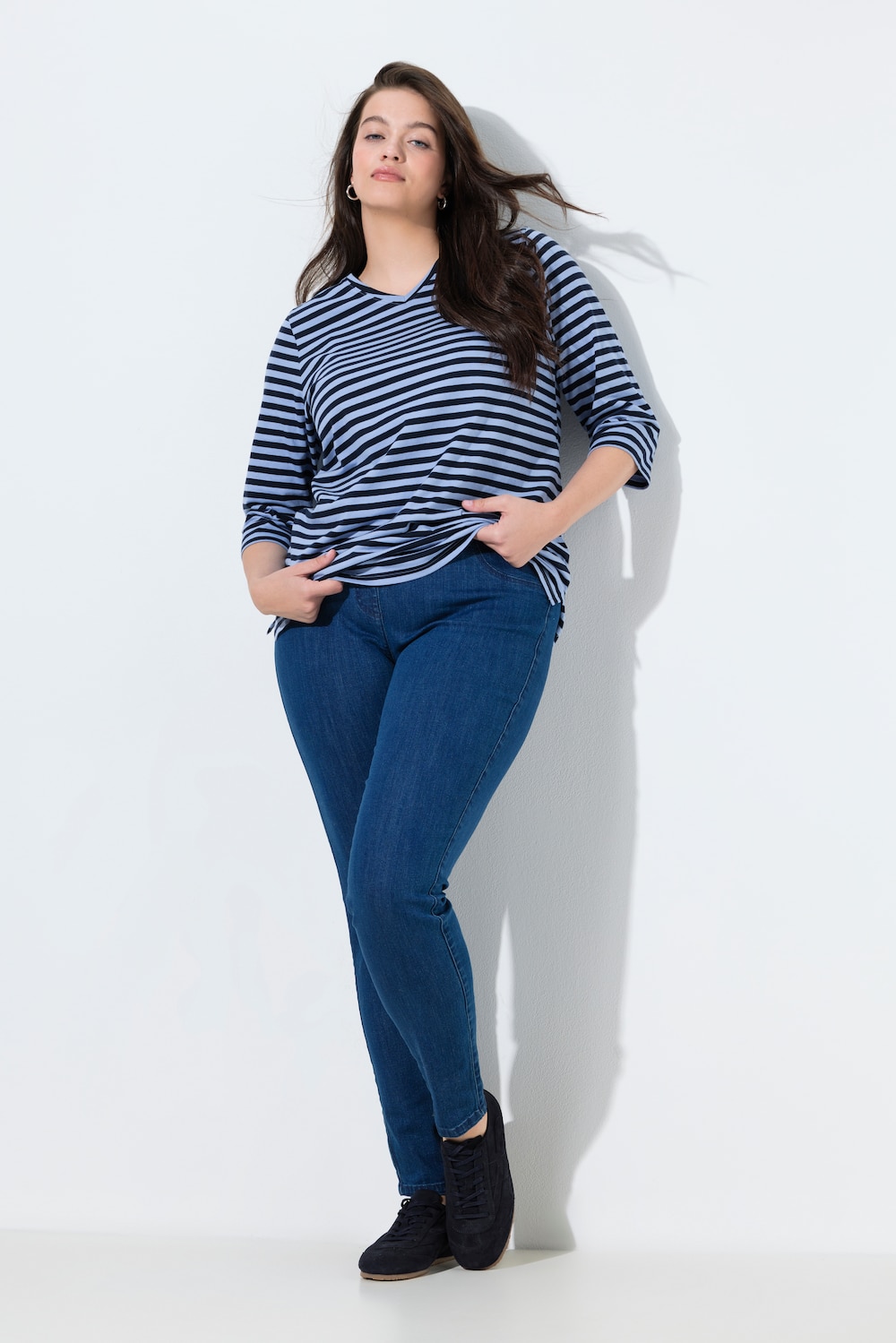 Große Größen Jeggings, Damen, blau, Größe: 44, Baumwolle, Ulla Popken von PURE