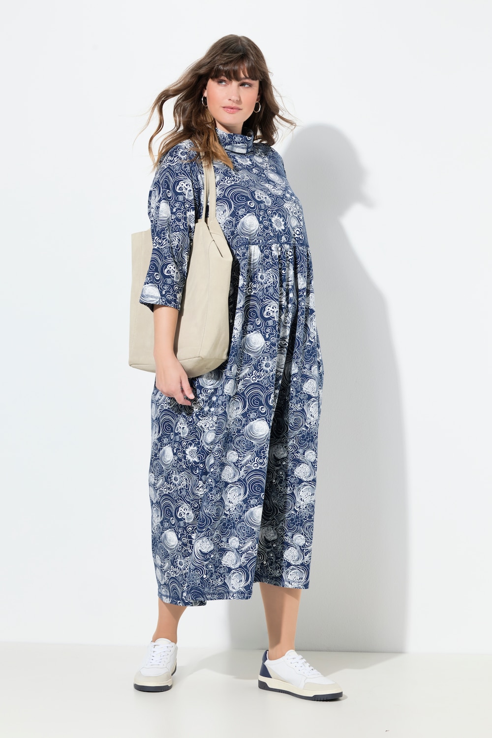 Große Größen Jersey-Maxikleid, Damen, blau, Größe: 58/60, Baumwolle, Ulla Popken von PURE