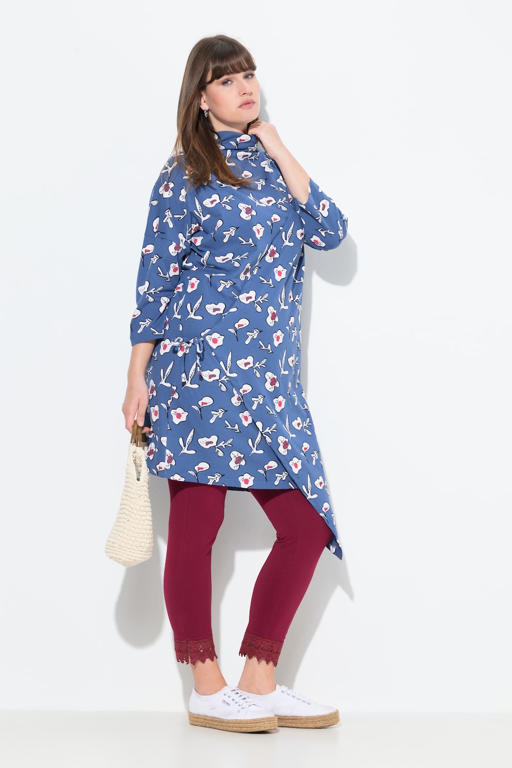 Große Größen Jerseykleid, Damen, blau, Größe: 42/44, Baumwolle, Ulla Popken von PURE