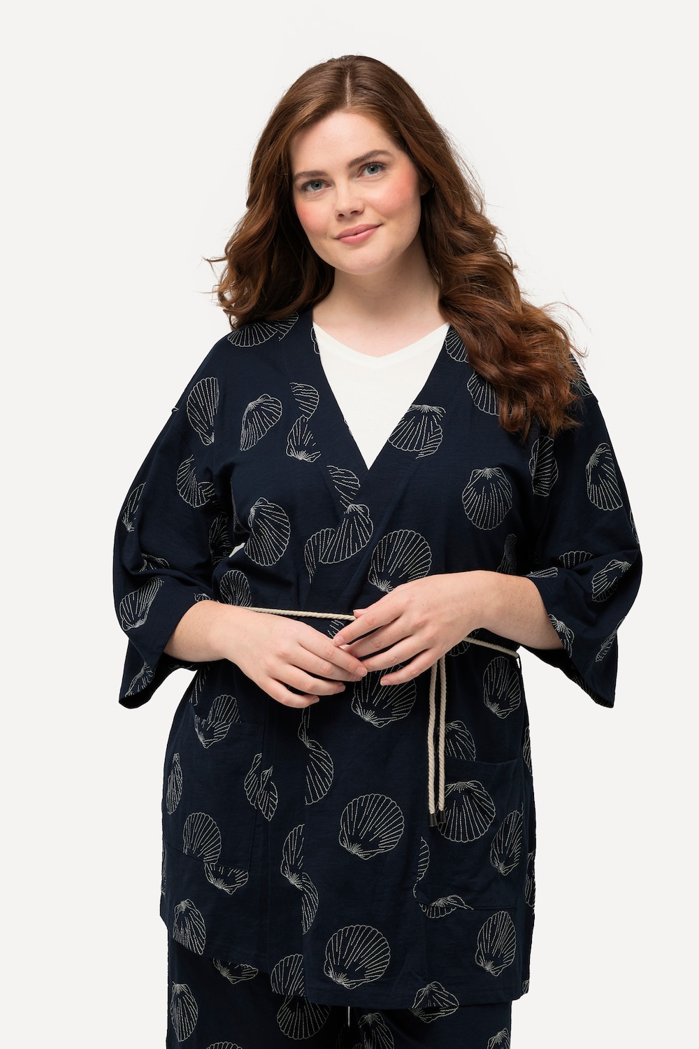 Große Größen Kimono, Damen, blau, Größe: 46/48, Baumwolle, Ulla Popken von PURE