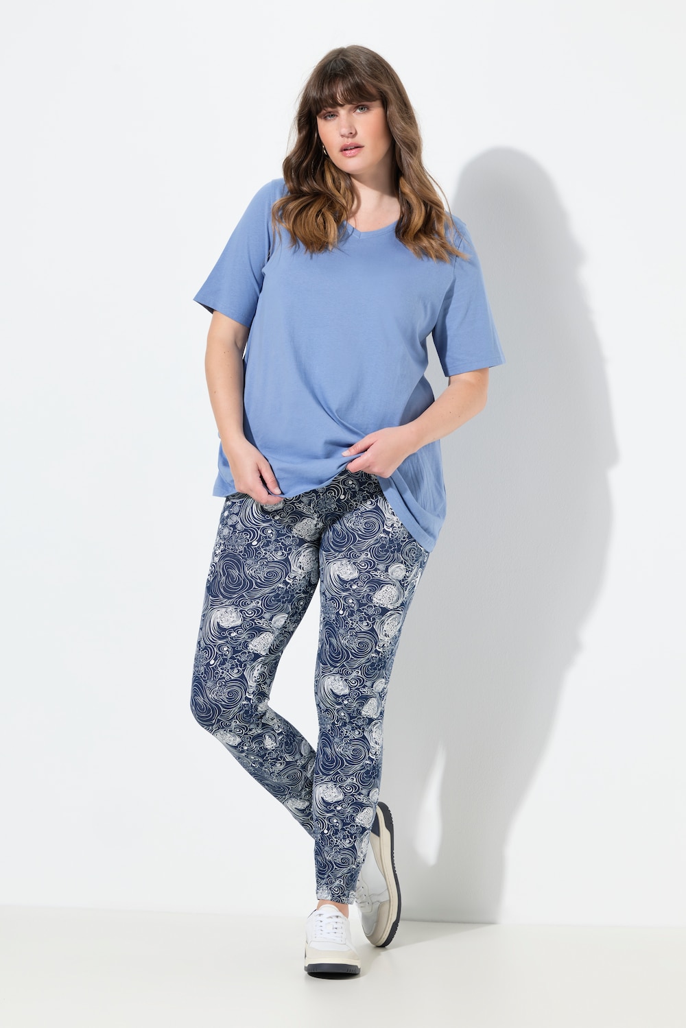 Große Größen Leggings, Damen, blau, Größe: 50/52, Baumwolle, Ulla Popken von PURE