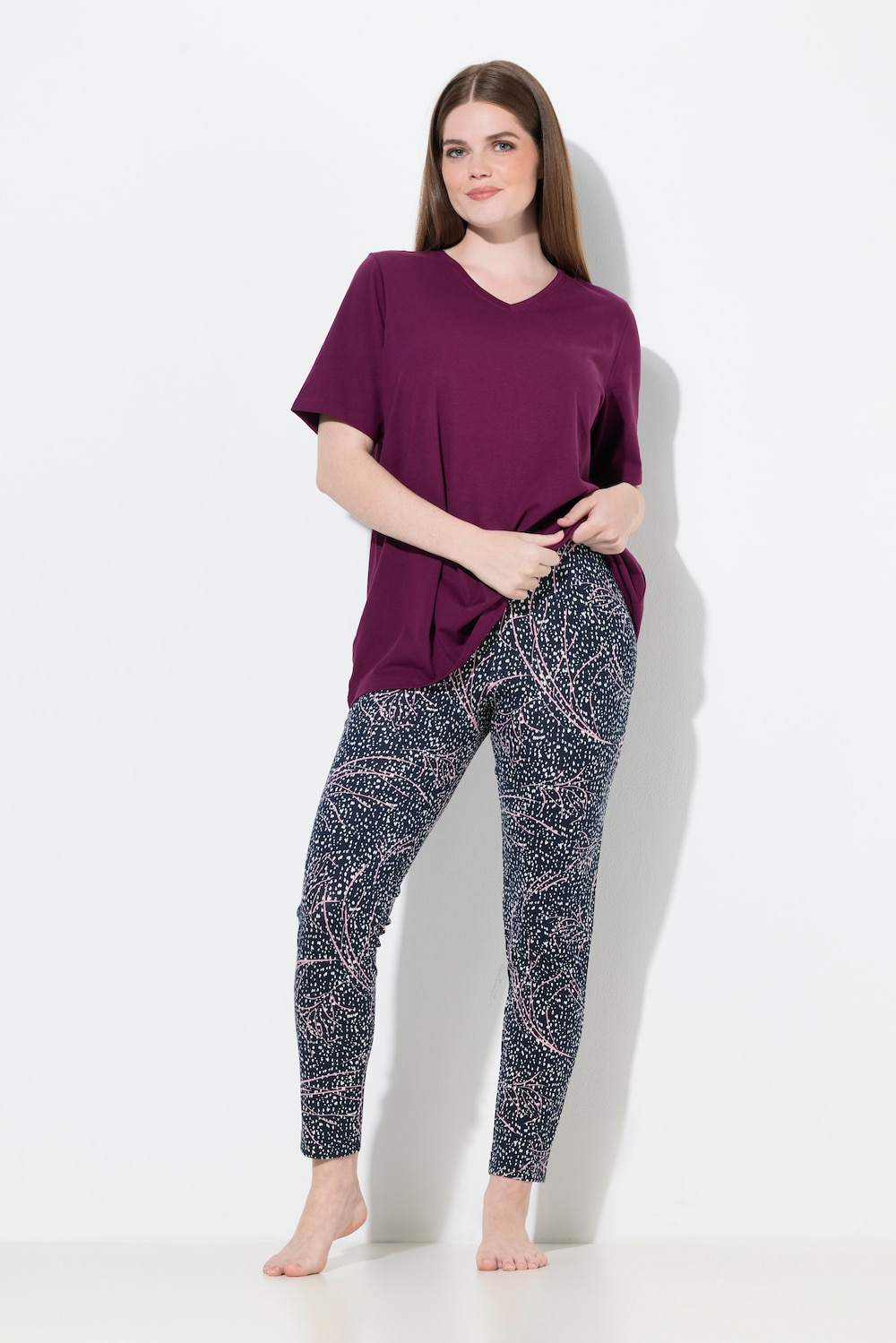 Große Größen Leggings, Damen, blau, Größe: 54/56, Baumwolle, Ulla Popken von PURE