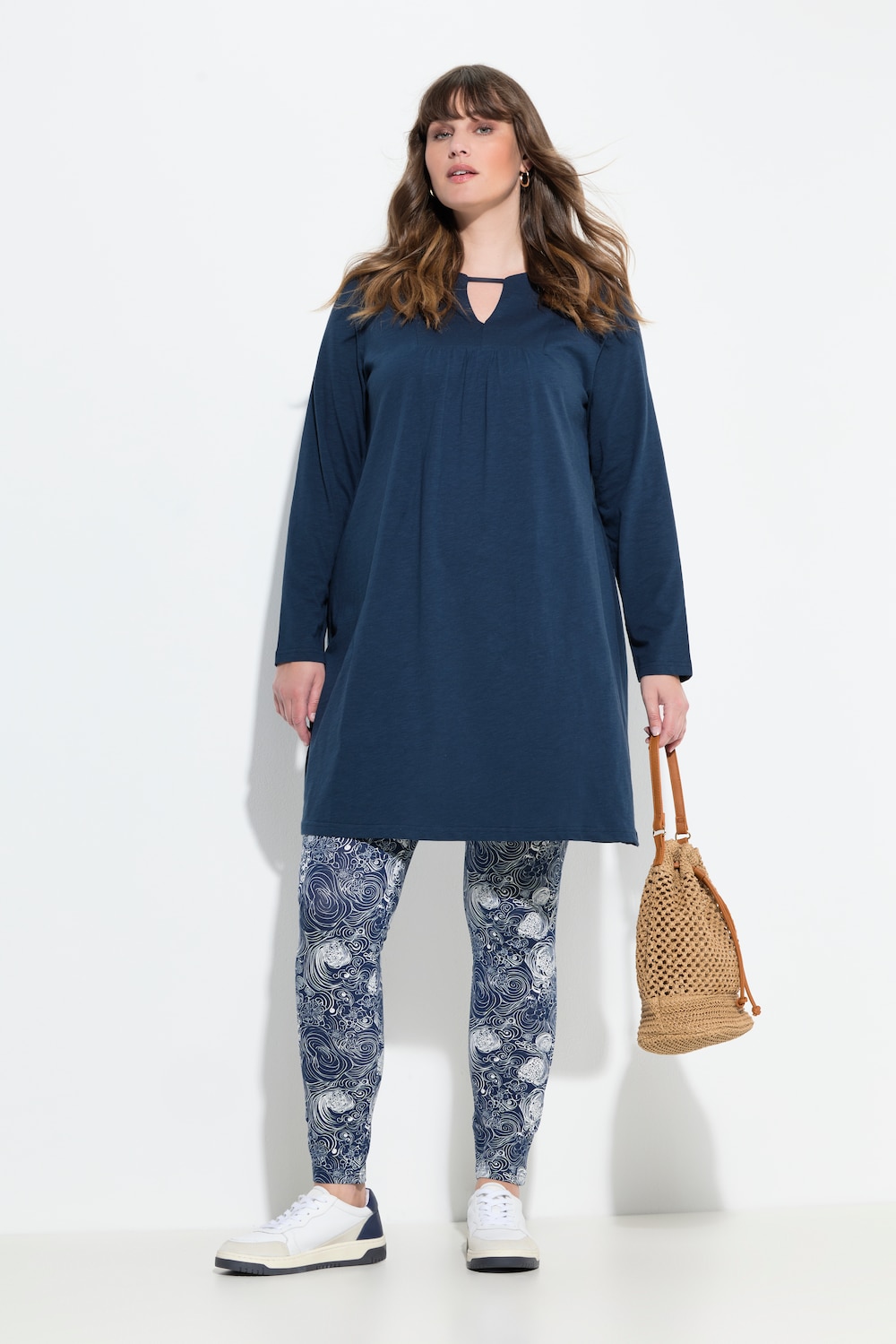 Große Größen Longshirt, Damen, blau, Größe: 42/44, Baumwolle, Ulla Popken von PURE