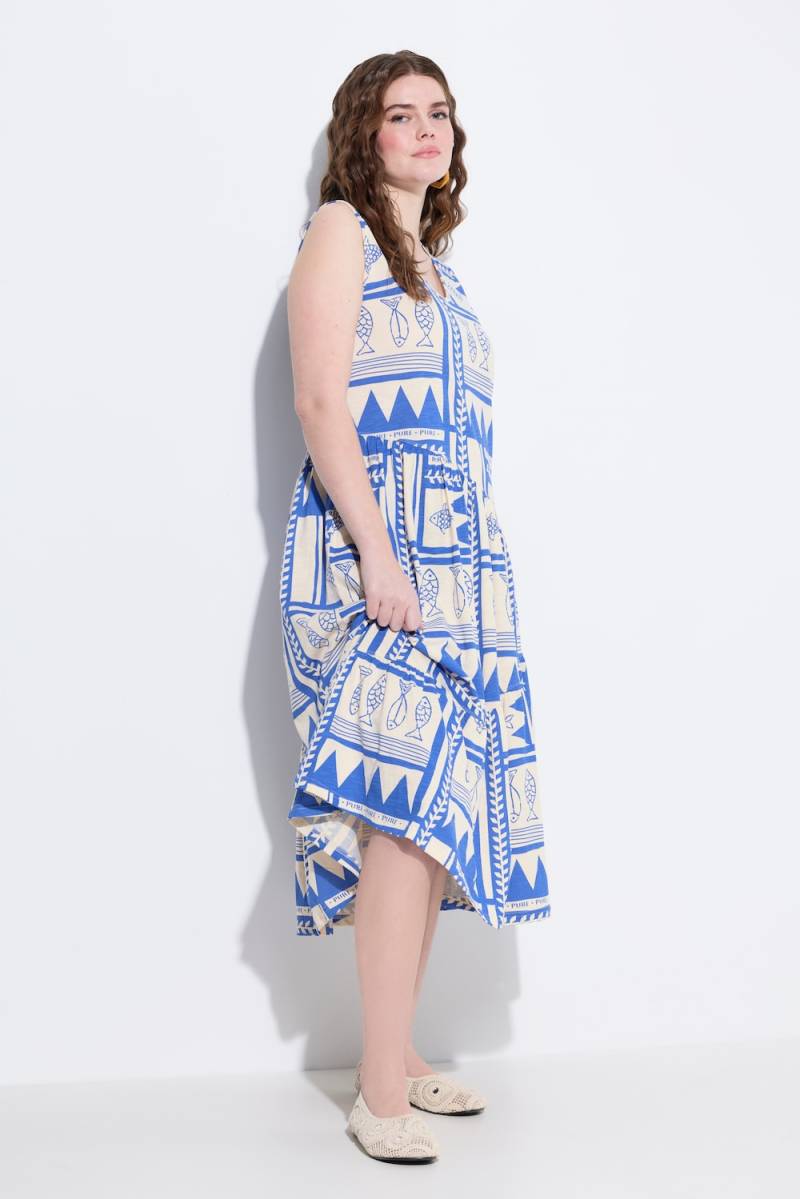 Große Größen Midikleid, Damen, blau, Größe: 50/52, Baumwolle, Ulla Popken von PURE