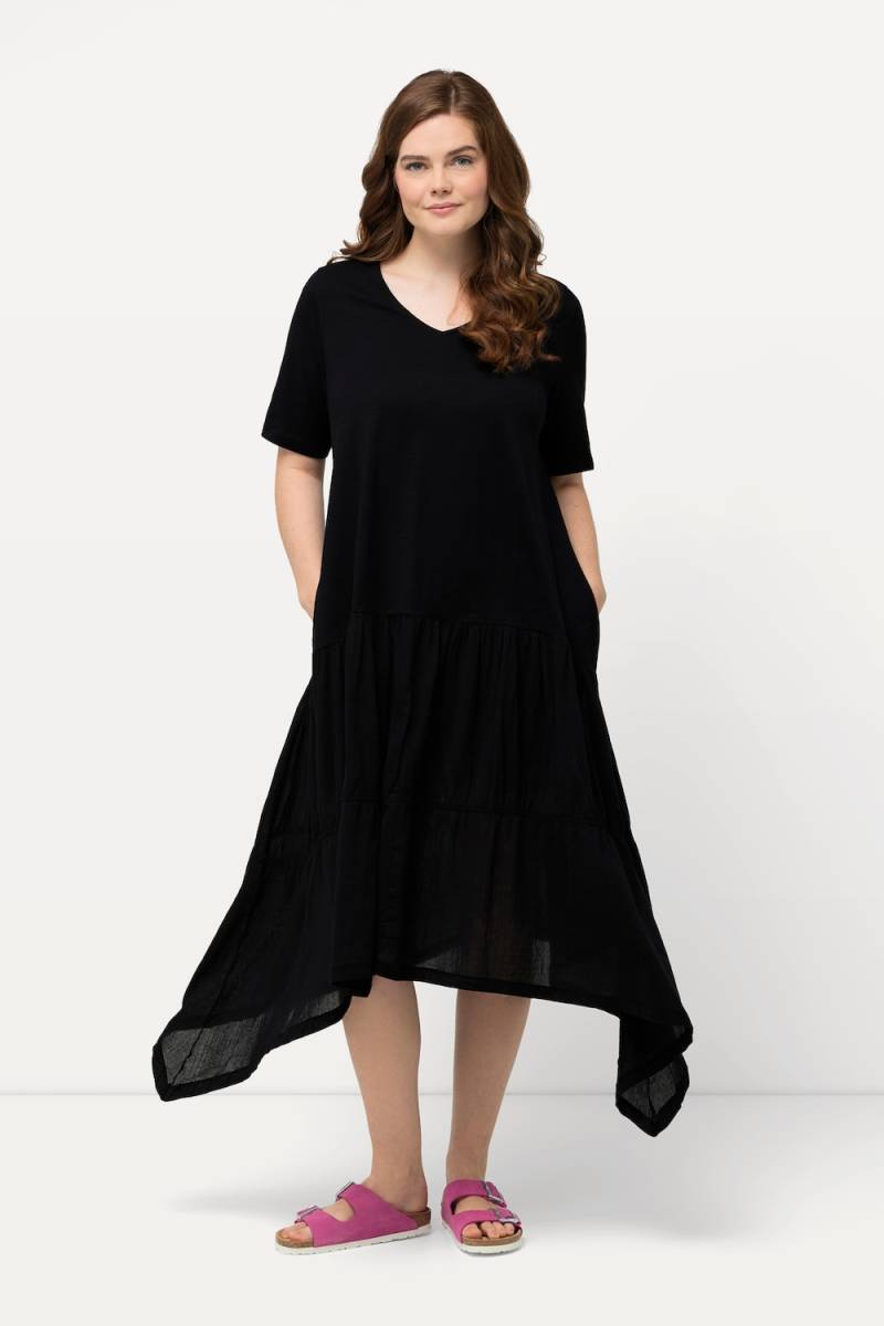 Große Größen Midikleid, Damen, schwarz, Größe: 46/48, Baumwolle, Ulla Popken von PURE