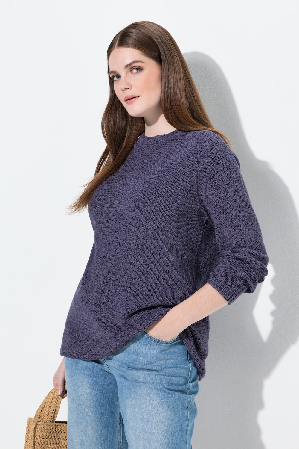 Große Größen Pullover, Damen, blau, Größe: 50/52, Baumwolle, Ulla Popken von PURE