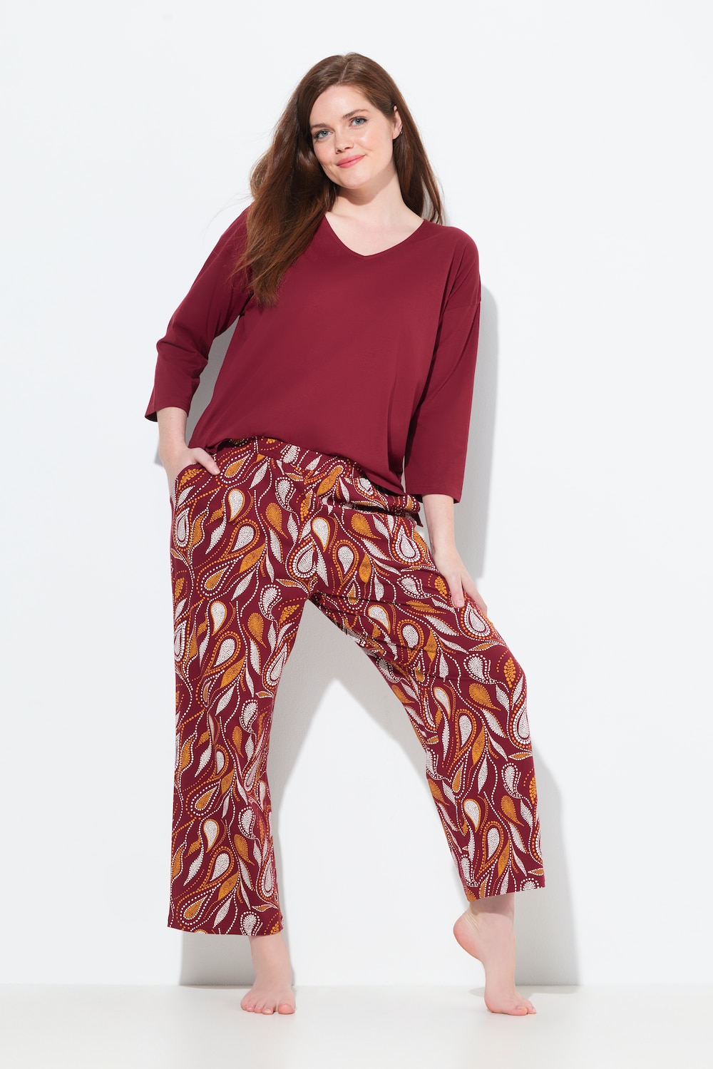 Große Größen Pyjama-Culotte, Damen, rot, Größe: 54/56, Baumwolle, Ulla Popken Große Größen Pyjama-Culotte, Damen, rot, Größe: 54/56, Baumwolle, Ulla Popken von PURE