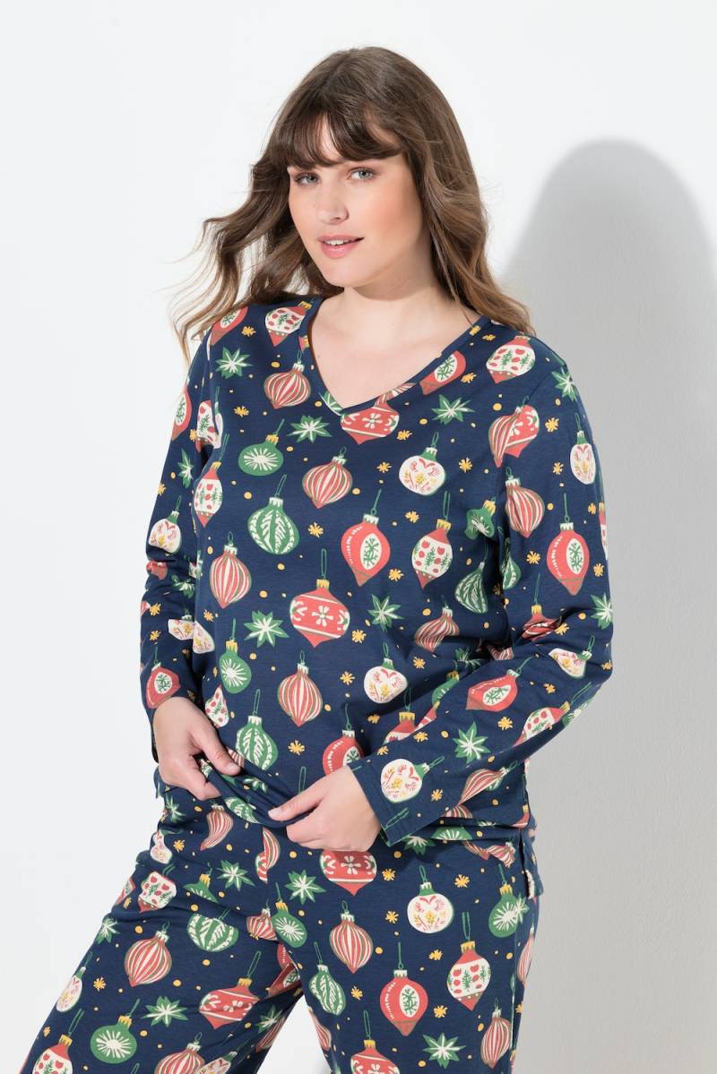 Große Größen Schlafanzug-Oberteil, Damen, blau, Größe: 46/48, Baumwolle, Ulla Popken von PURE