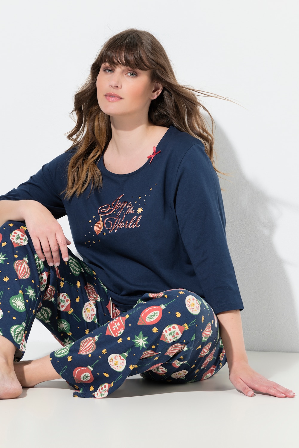 Große Größen Schlafanzug-Oberteil, Damen, blau, Größe: 50/52, Baumwolle, Ulla Popken von PURE